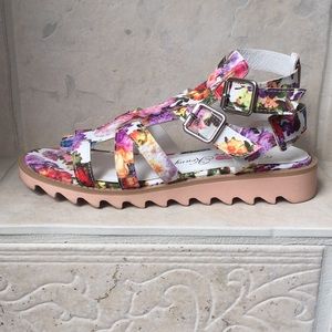 SANDALS Ankle straps floral design